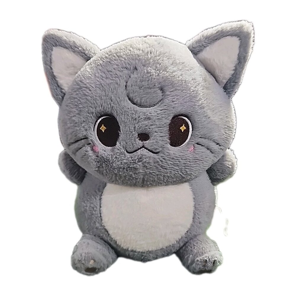 Miniso Gray Cat‎ Plush Desert Star 14" Moni Fat Tail Big Eyes Stars Soft Rare